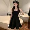 Korean Version of Sweet and Spicy Waist and Thin Small Black Dress, Summer New Salt-based Thin Small Suspender Dress