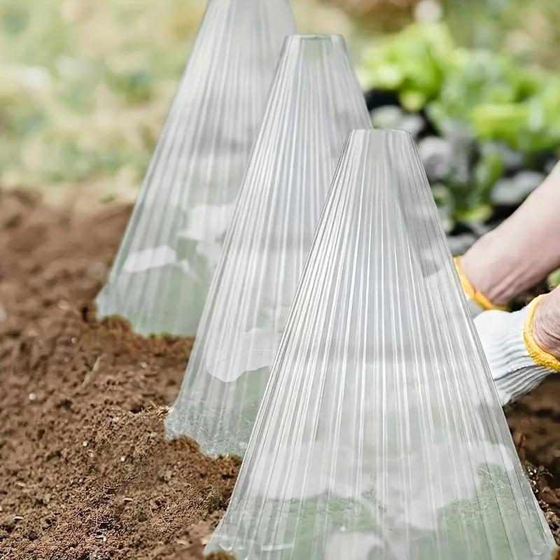 10/30 Stück Wiederverwendbare Klare Plastik-Pflanzenschutzhauben mit vertikalen Rillen PET Frost-, Vogel- & Schneckenschutz Jungpflanzenhauben