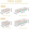 2PCS Expandable Storage Drawer Organizers Sliding Bin Plastic Desk Drawer Trays with Removable Dividers Adjustable Makeup Storage Bins for Bedroom,