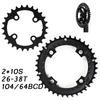 2*10S Coroa de Bicicleta 104/64BCD Coroa MTB 26T 38T Velocidade Dupla Roda Dentada de Bicicleta de Montanha Para Pedivela de Bicicleta de 20 Velocidades
