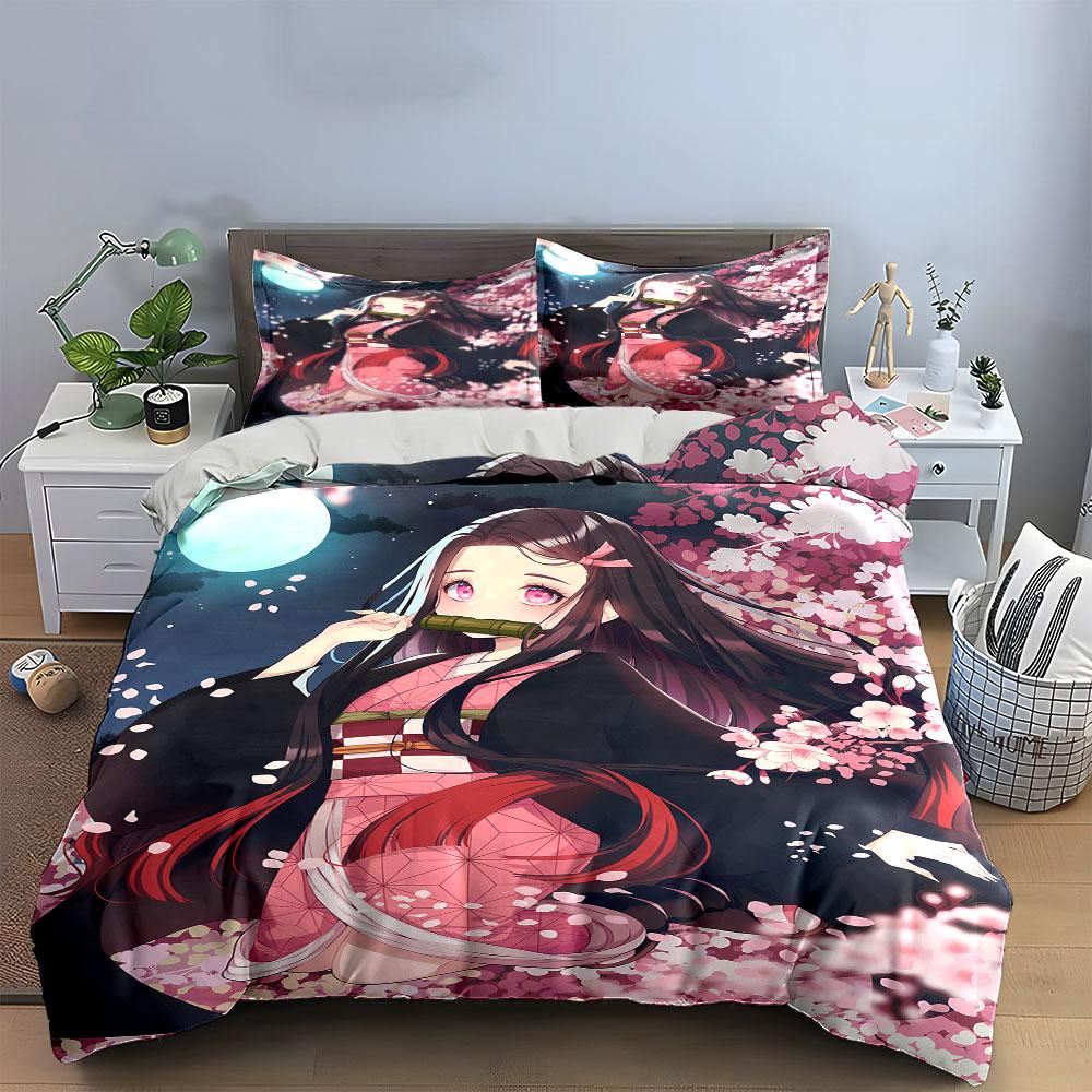 Anime character, cherry blossoms. Bedding sets Duvet cover sets Duvet covers Pillowcases(1*Duvet Cover 2*Pillowcases without duvet insert)