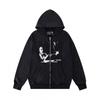 American Vintage Distressed Graphic Zip-Up Hoodie Loose Fit Sweatshirt Men Women Teens