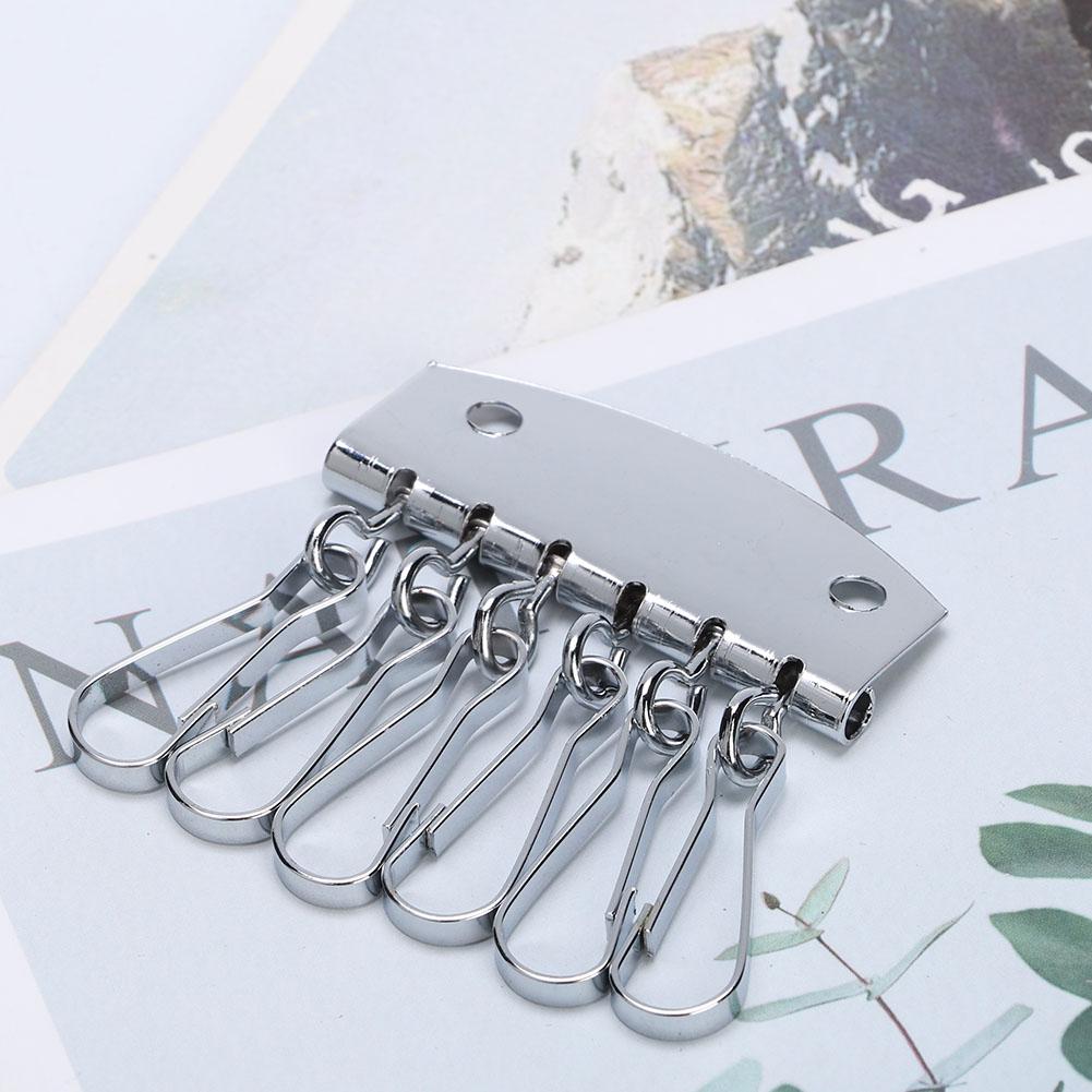 Key Row Wallet Leather Bag Hardware Key Ring Row Organizer Holder 6 Hooks Clasp Clip (Silver)