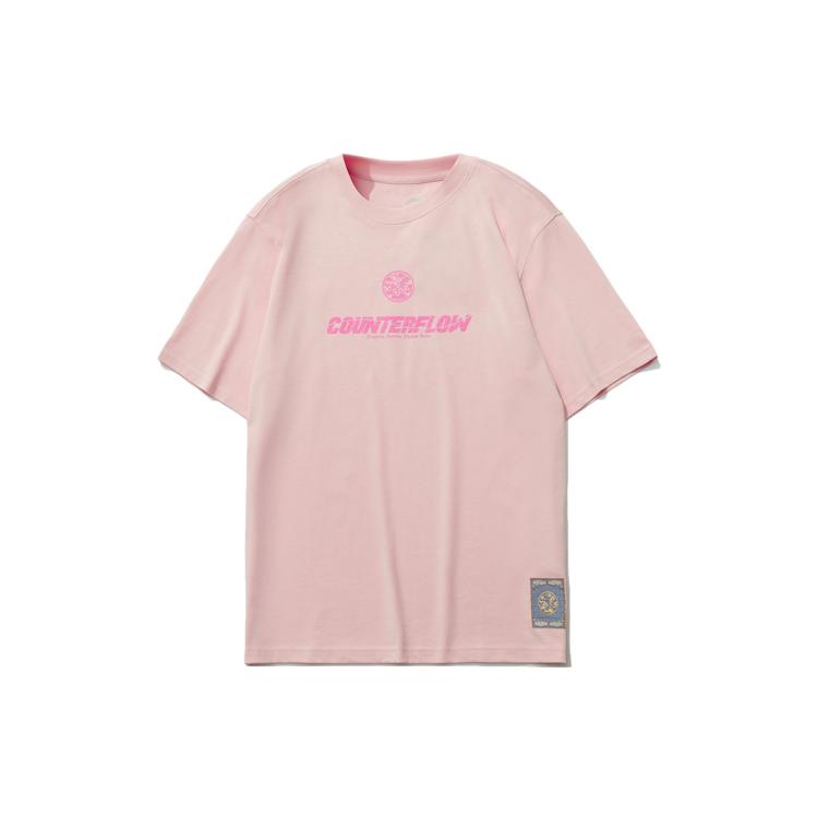 Li Ning CF T Shirts Men's Light Water Pink Crew Neck Moderate Other AHSR447-7