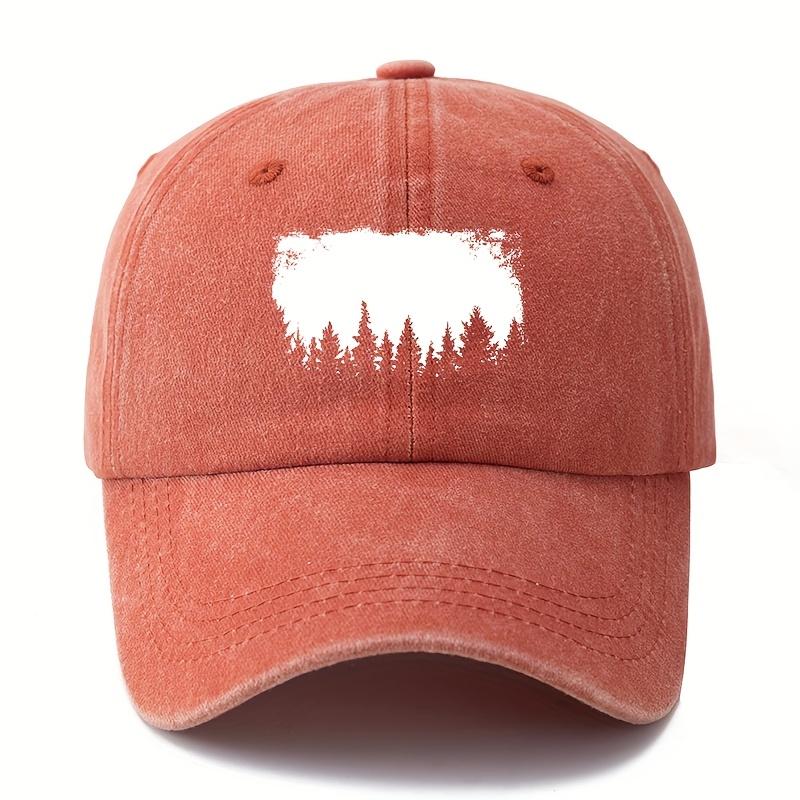 Printed White Forest Baseball Cap, Fashionable and Versatile, Outdoor Sun Protection, Duckbill Cap, Vacation, Travel, Camping