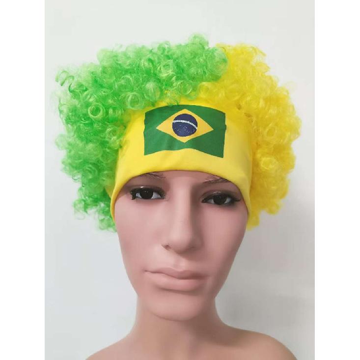 Fotbalový zápas Národní vlajka Paruka Afro vlasy Dekorace Fotbalový fanoušek Oslavné rekvizity