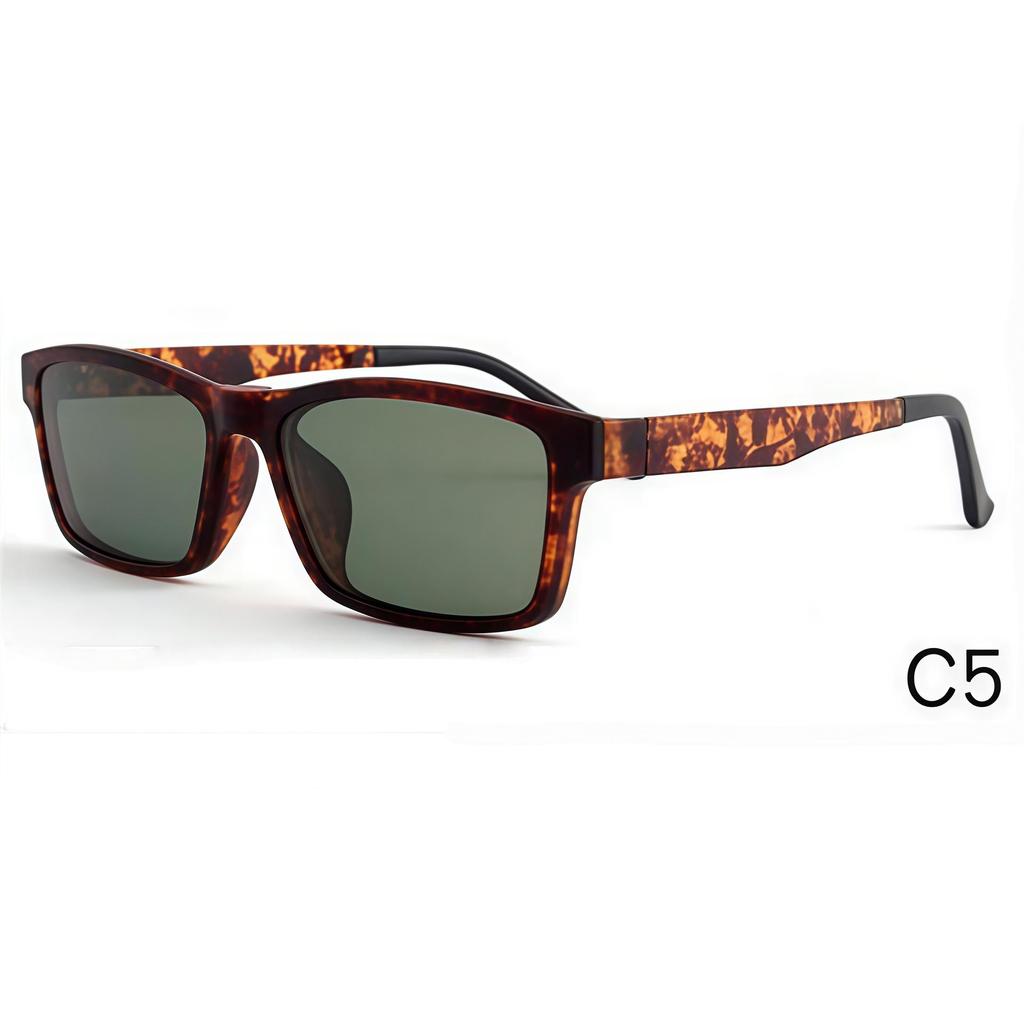 2076 New Large Square Frame Magnetic Clip-On Men's Polarized Sunglasses - Multi-Color Options