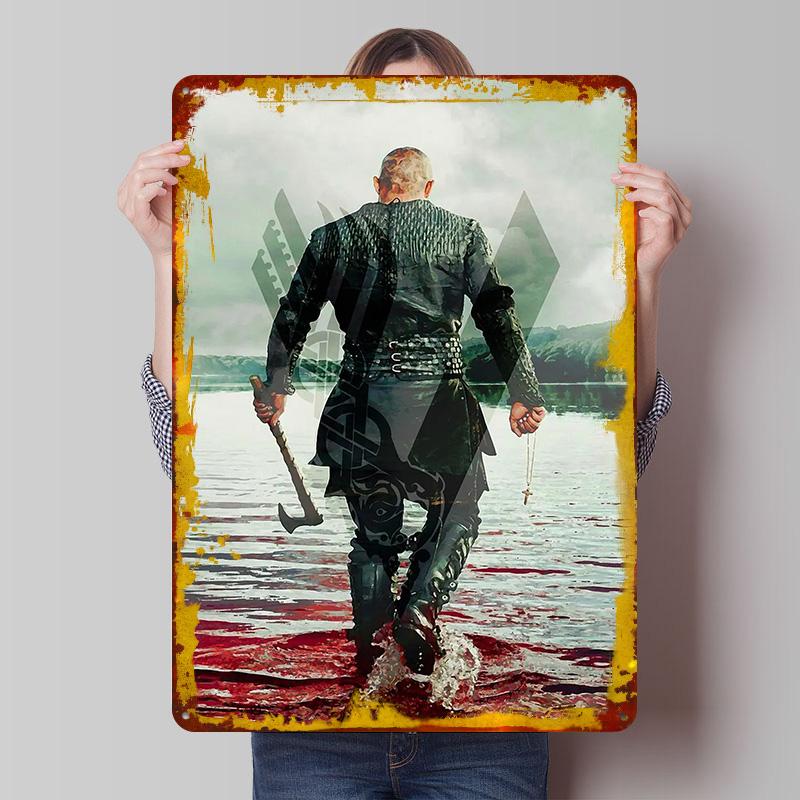 King of Vikings Tinplate Poster Customized Wall Art Vintage Retro Metal Signs for Apartment Decoration Room Garage Decorations