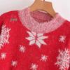 Women's Faux Mink Velvet Snowflake & Tree Sweater - 2021 Autumn/Winter European & American Style, Round Neck Pullover.