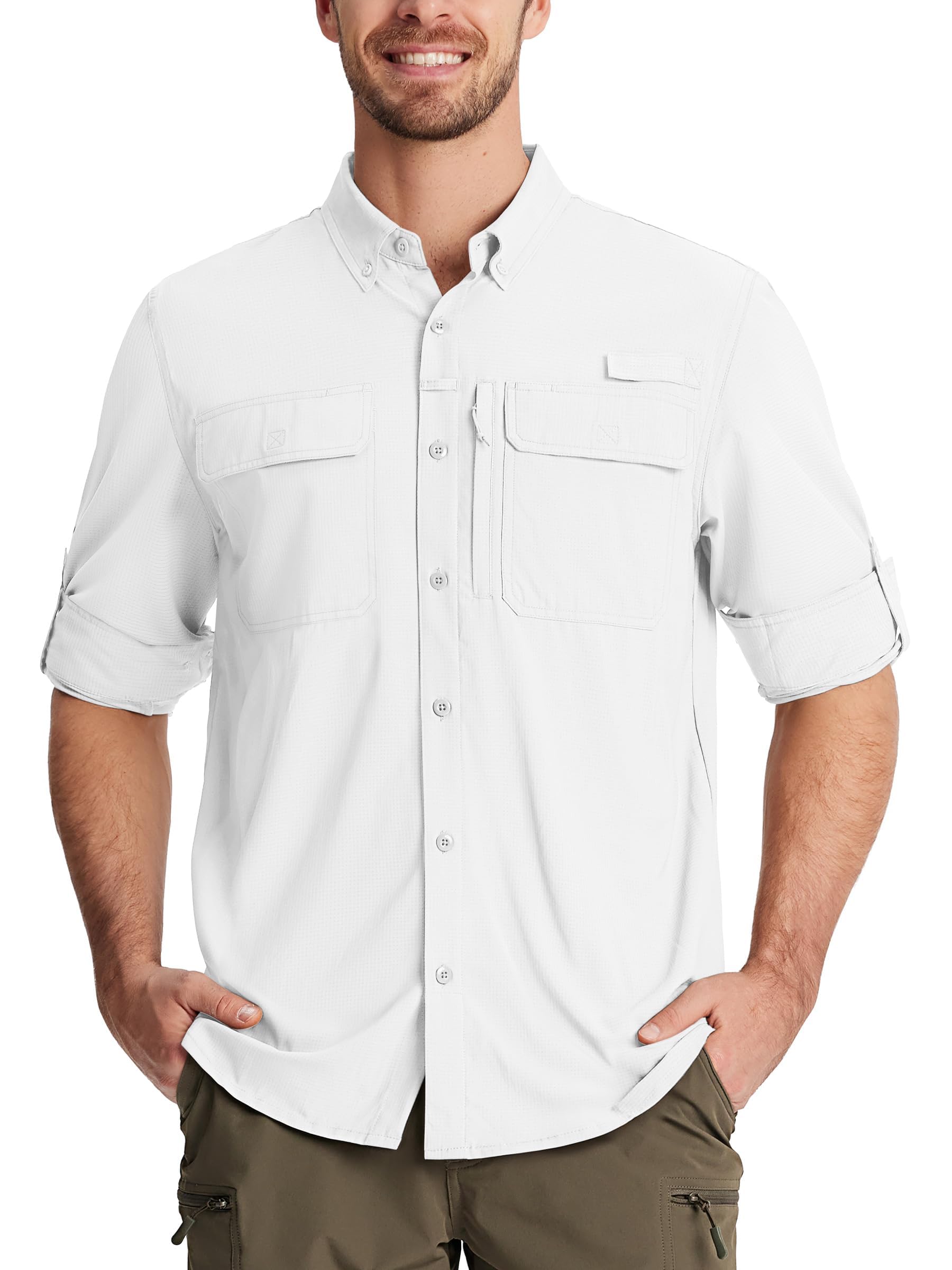 

TACVASEN Long Sleeve Tactical Lightweight and Perfect for Outdoor Short Sleeve and UV and Size M Men s Shirt, Breathable, Activities, Workwear, білий
