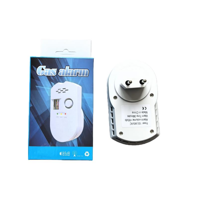 Gas Leak Alarm with Digital Display, Plug-in Sensor for Natural Gas & LPG, 85dB Alarm, Tri-Color LED Status, Easy Installation EU