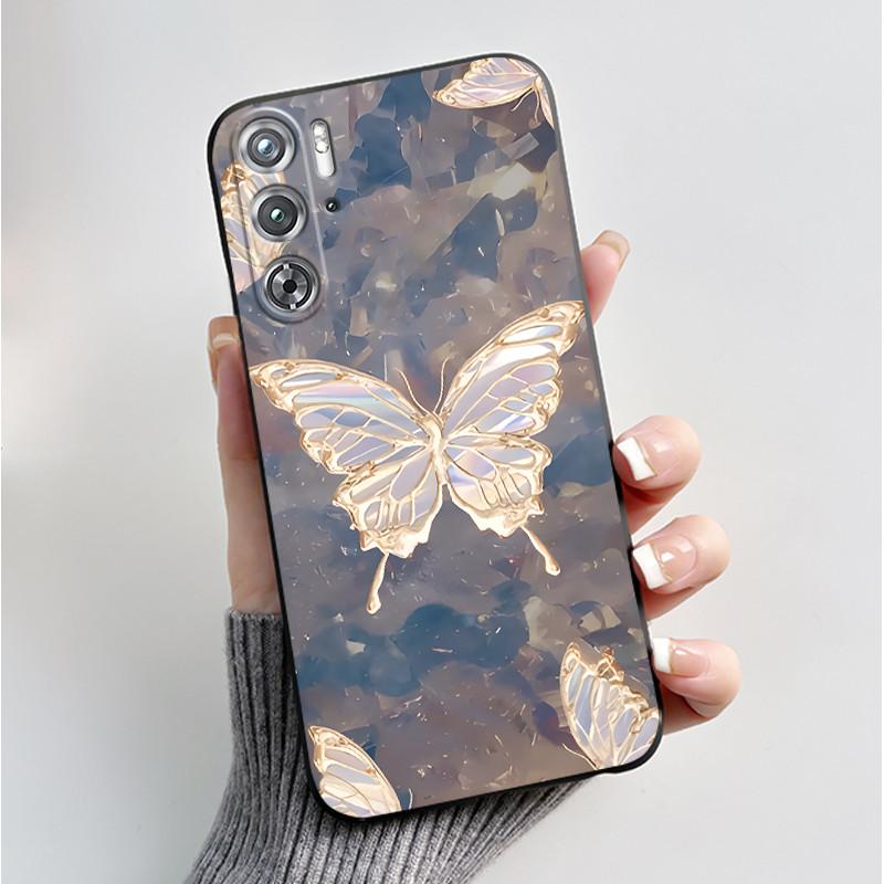 Per ZTE nubia Red Magic 9 Magic9 9S Pro Plus 5G Custodia Moda Farfalle Fiori Sottile Nera Morbida TPU Retro Opaco Copertura Protettiva