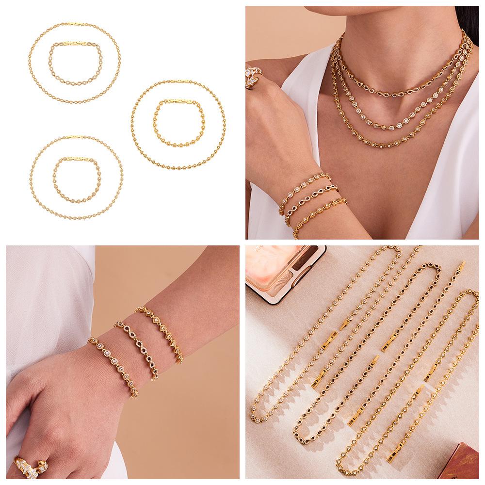Qiong Yao Handmade Luxury Claw-Set 5A Heart-Shaped Zirconia Bracelet Necklace