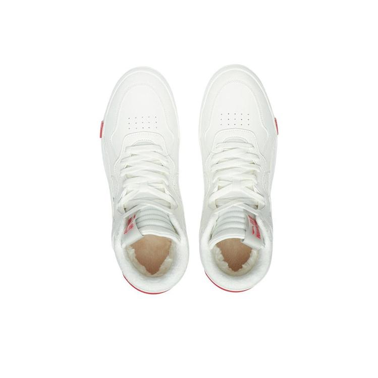 Li Ning Superwave Mid Fleece Durable Breathable High-Top Sneakers Men Sneakers White Red AGCR233-6