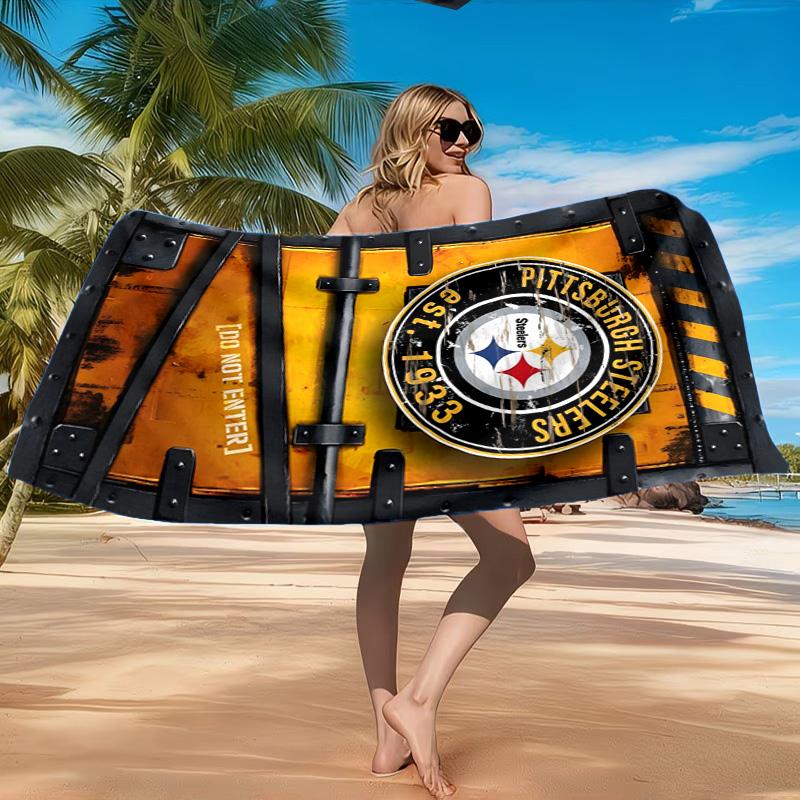 Asciugamano da Spiaggia Logo Pittsburgh Steelers, Asciugatura Rapida, Facile da Curare, Adatto Sia per il Fitness che per le Vacanze al Mare, Essenziale Sportivo
