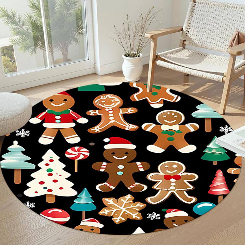 Christmas Round Floor Mat Suitable for Bedrooms Balcony Decorate Room Dining Room Antislip Round Carpet Decorate Offices