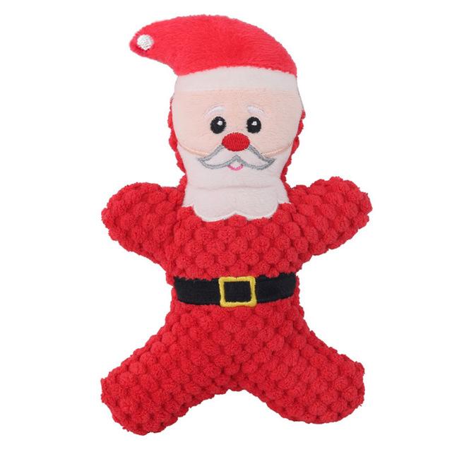 Pet Dog Plush Noise Chewing Toy Santa Claus Elk Gingerbread Man Donut Cat Dog Christmas Holiday Series Cartoon Style Cute Puzzle Supplies
