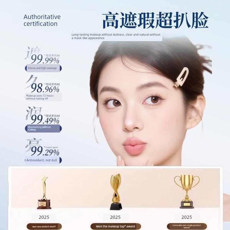 Precision Concealer Pen to Cover Tear Troughs, Nasolabial Folds, Acne Marks, Spots, Wrinkles, Eye Bags, Dark Circles, Delicate and Natural-Looking,