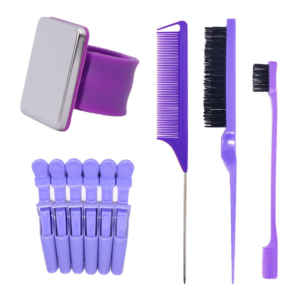 

10 pcs hair comb set, rat-tail comb and edge brush, magnetic silicone wristband, crocodile clip,Special for real hair wigs