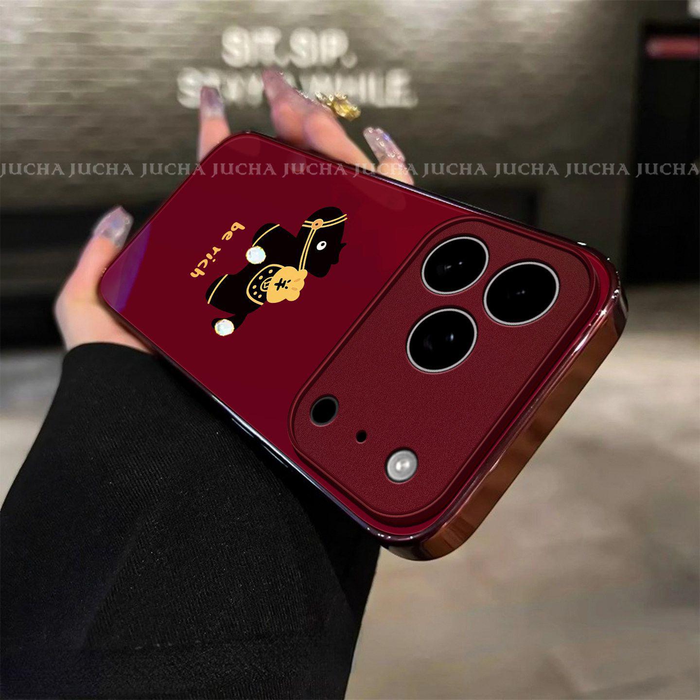 

Luxurious Wine Red iPhone 16/17 Pro Case with Unique Design 14 Pro