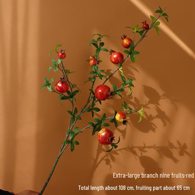 Persimmon and Pomegranate Faux Flower Arrangement for Living Room or Foyer