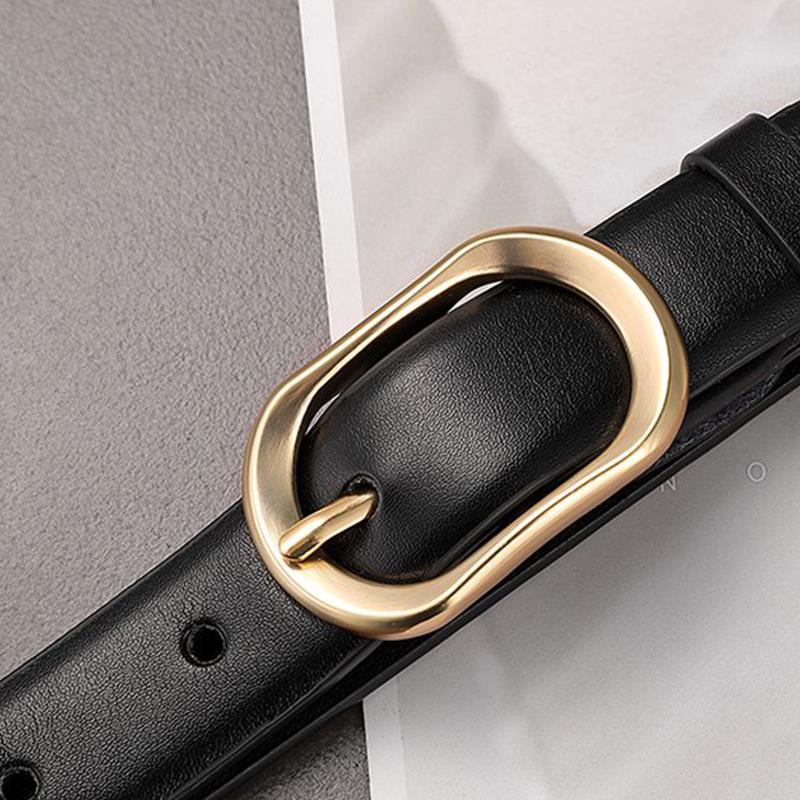 Korean Style Women's Dress with Decorative Belt and Alloy Pin Buckle - Versatile Casual Thin Waistband