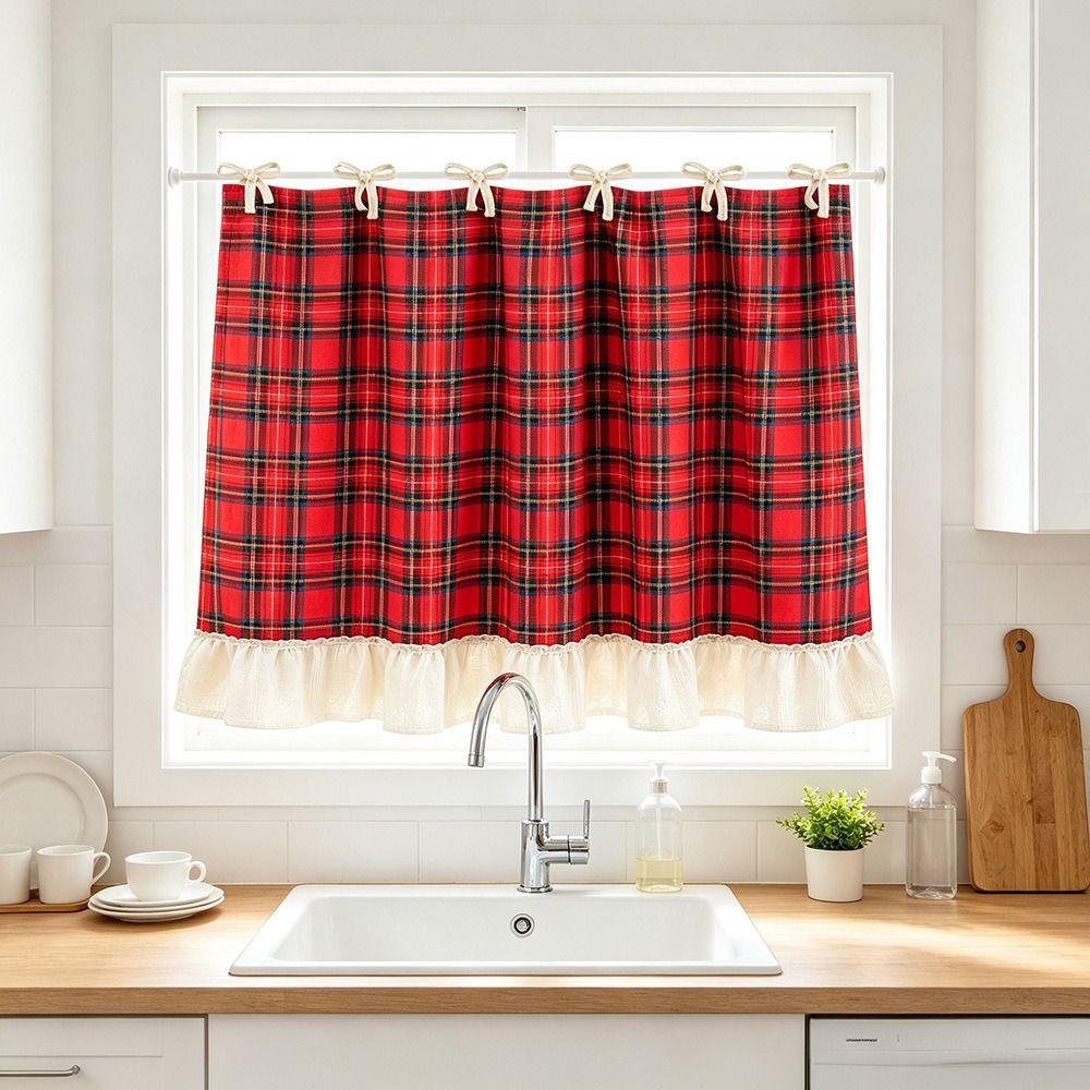 Ruffle Trim Oven Door Curtain Rural Style Christmas Oven Skirt Kitchen Decor
