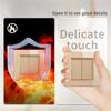 Luxury Crystal Tempered Glass Panel Gold Wall Switch Flame Retardant 2 Gang 1 Way Wall Rocker Switch On / Off WESA