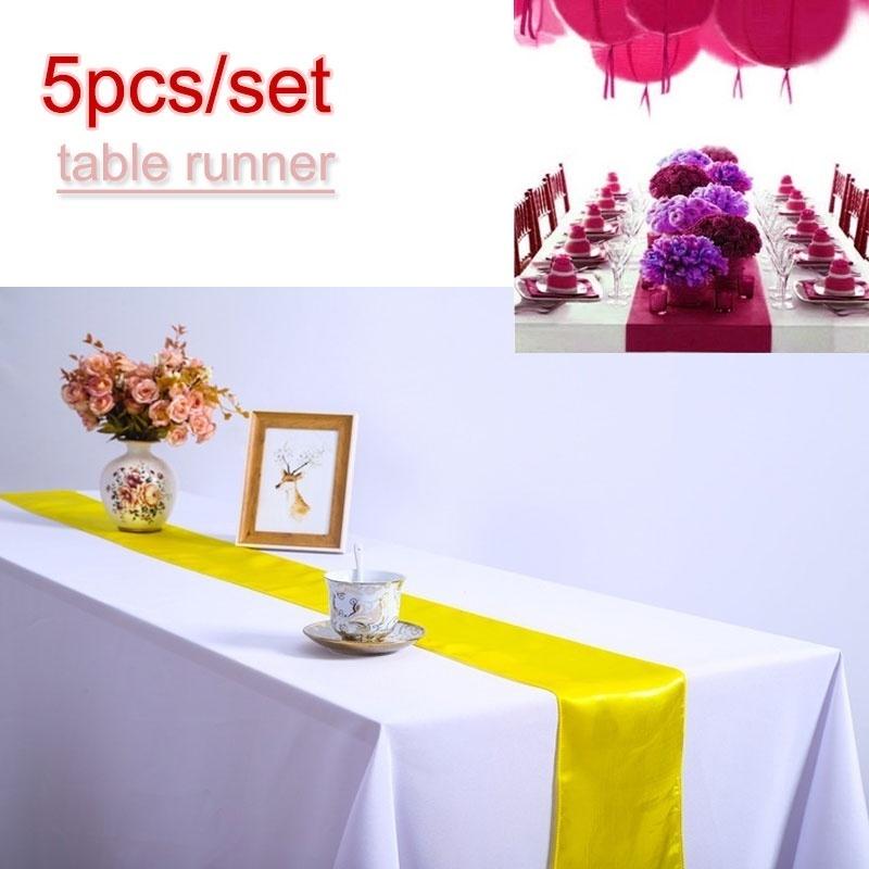 5pcs/set Table Runner Cloth Wedding Party Home Restaurant Venue Decor Supplies 30x275cm(12\ X 108\)