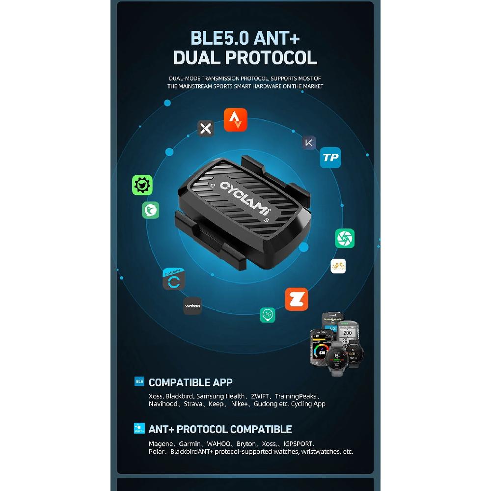 CYCLAMI Trittfrequenzsensor Geschwindigkeit C1 ANT Bluetooth 5.0 Tacho GPS Fahrradcomputer Für GARMIN iGPSPORT BSC100s Bryton G2 plus G+
