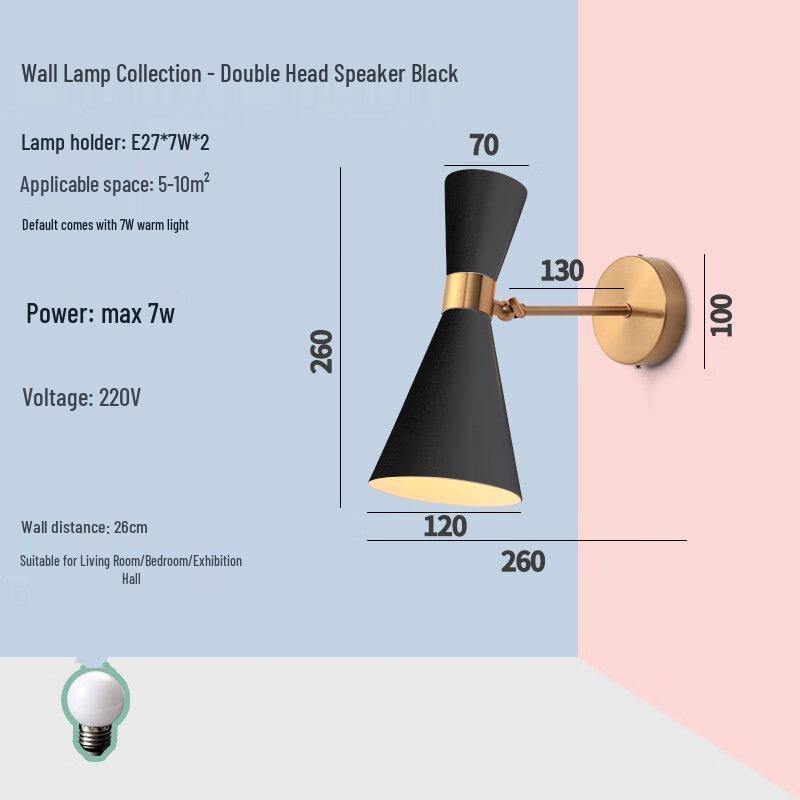 

Dual-Head Horn Wall Sconce Lamp