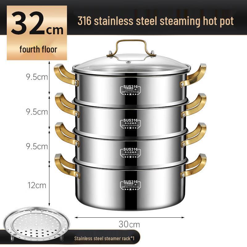 Jianxian 316 Stainless Steel Multi-Layer Steamer Hotpot