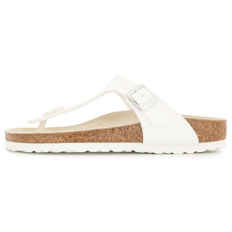 Birkenstock Gizeh Leather Minimalist Casual Rubber Sole Anti-Wear Flip Flops Women Footwear White Brown 0043733 37