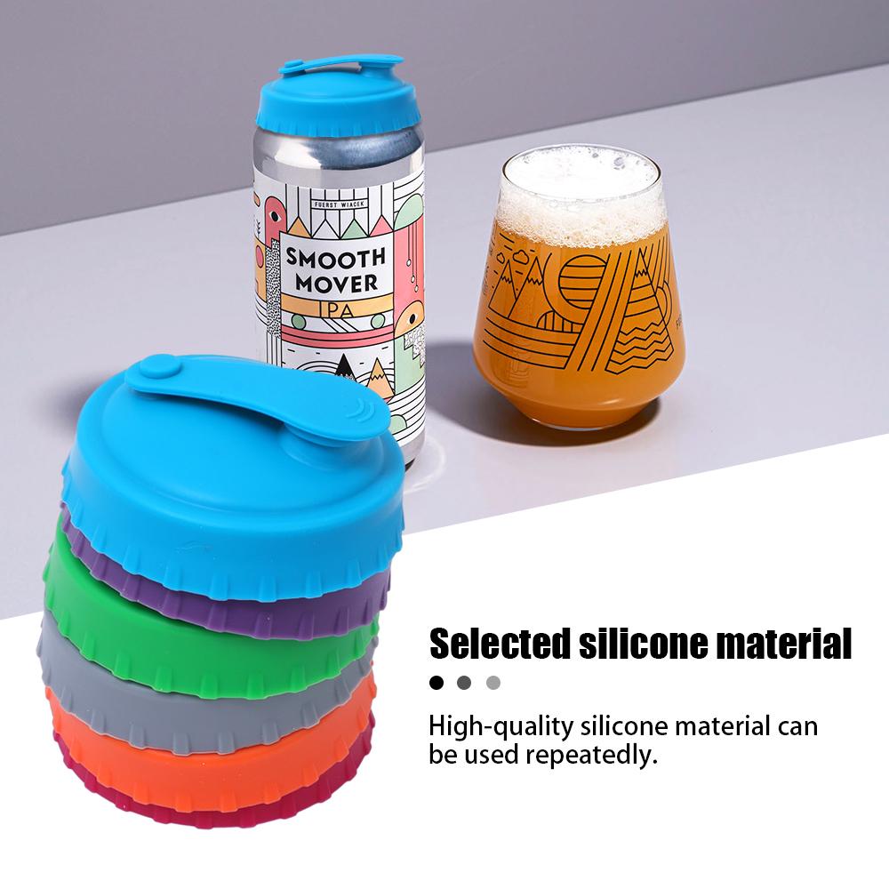 6Pcs Leakproof Soft Silicone Can Lid Beer Bottle Cap Soda Cola Cover Reusable Seal Cap