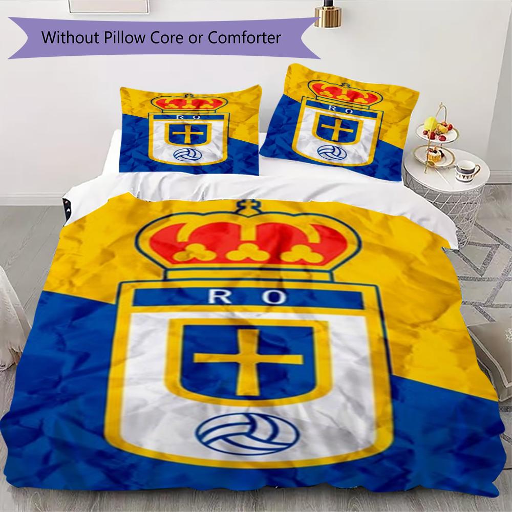 

Real Oviedo Pattern Bedding uilt Set uilt Cover Pillowcase Home Decoration Birthday Gift (1 * duvet cover + 55 * pillowcase without core) 135x200cm