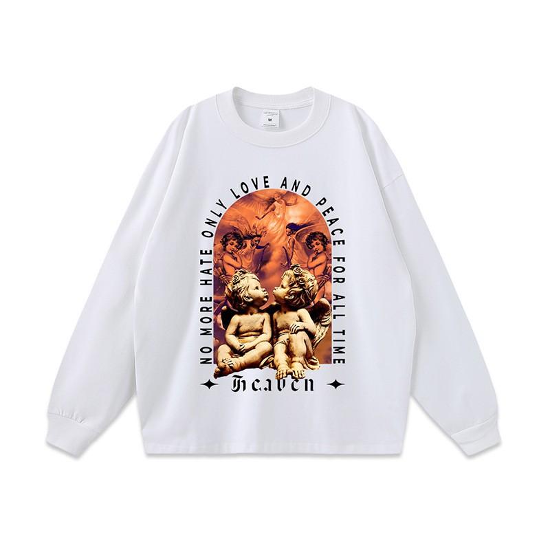 Vintage Washed Heavyweight Cotton Tee Couples - Oversized Retro Graphic T-Shirt Unisex Streetwear