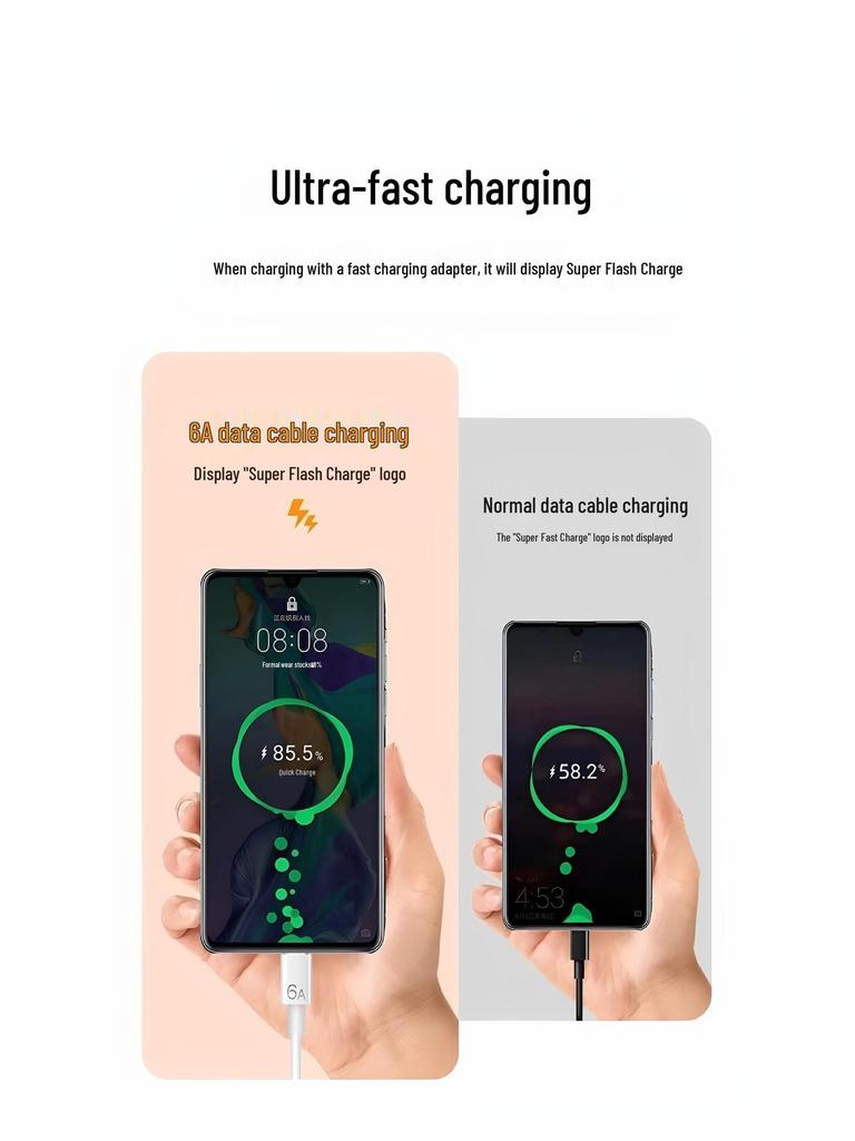 120W Super Fast Charger and 66W Flash Charging Cable Compatible with Huawei and Honor Phones.