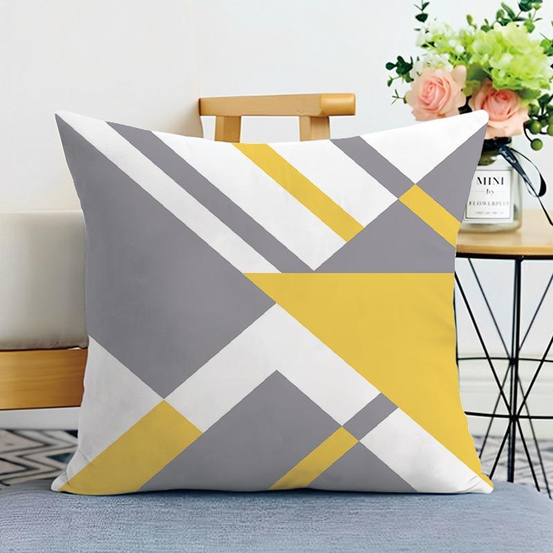 

Желтый геометрический простой принт Декоративная наволочка для спальни, гостиной, квадратная подушка, наволочка 45x45cm