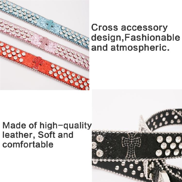 Sequins Waist Belt with Diamond Pin Buckle Adult Personality PU Waist Belts for Adult Costume Pants Adjustable Length