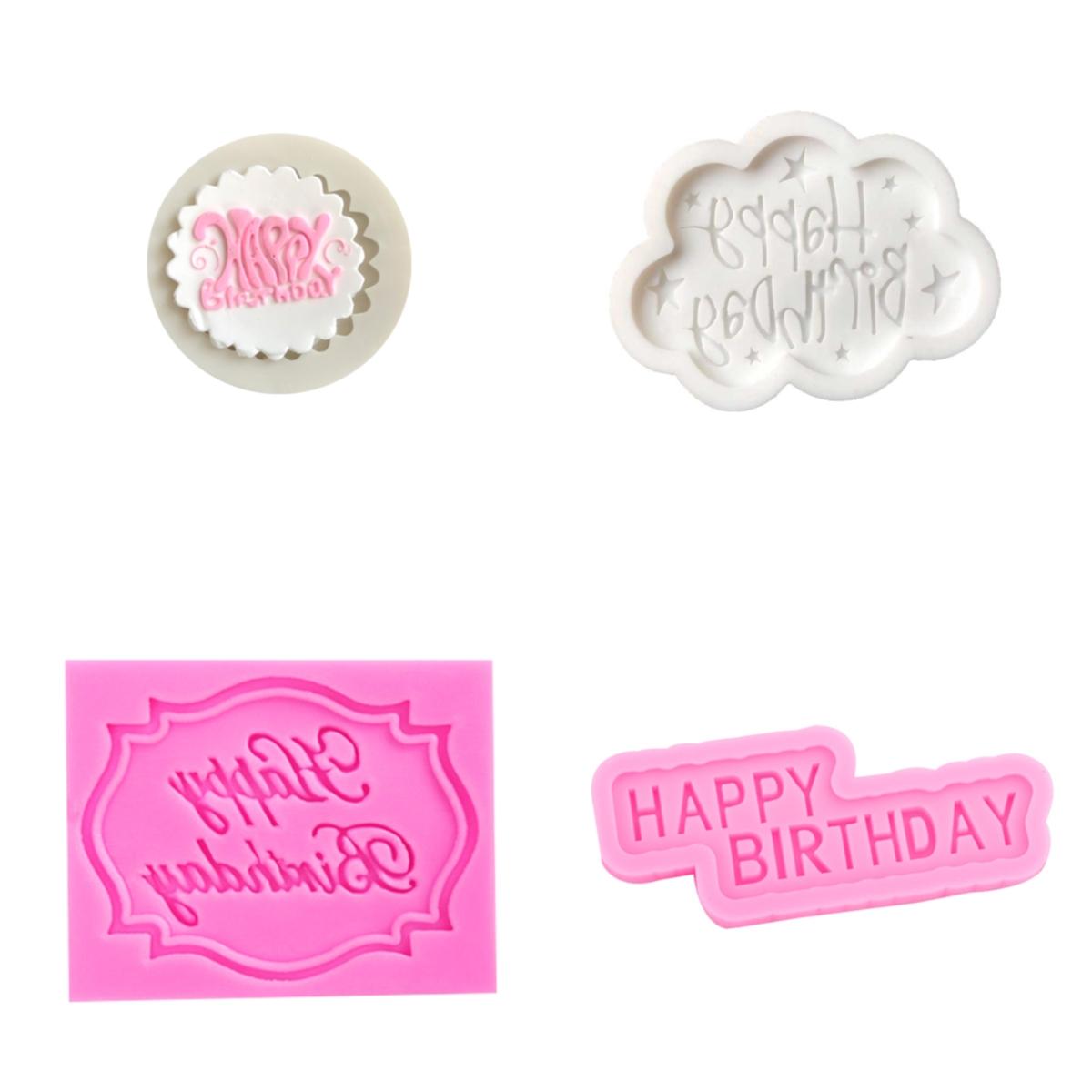 

DIY инструменты для украшения торта, силиконовая форма для помадки для торта, 1 шт., аксессуары для выпечки в форме с днем ​​рождения