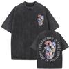 Gewaschene Vintage Mädchen, die essen Trainingsclub Skelett Fitnessstudio Pump Cover T-Shirts Herren Damen Lustig Fitness Lässig Übergroße T-Shirts