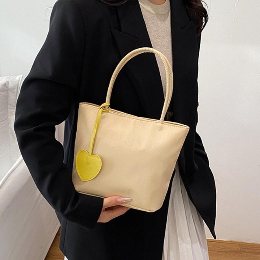 With Heart Pendant Underarm Bag Solid Color Oxford Cloth Shoulder Bag Nylon Tote Bag Women