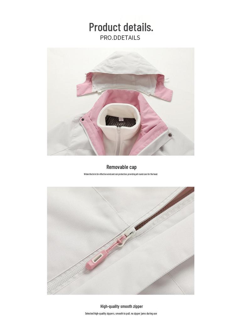 Unisex Windproof & Waterproof 3-in-1 Jacket with Detachable Fleece Liner for Mountaineering