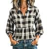 Women's Vintage Plaid Button Down Shirt Loose Fit Casual Blouse