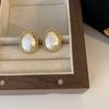 French Retro Brushed Love Oval Metal Stud Earrings Women'S Light Luxury Elegant Fashion Temperament Versatile Earrings