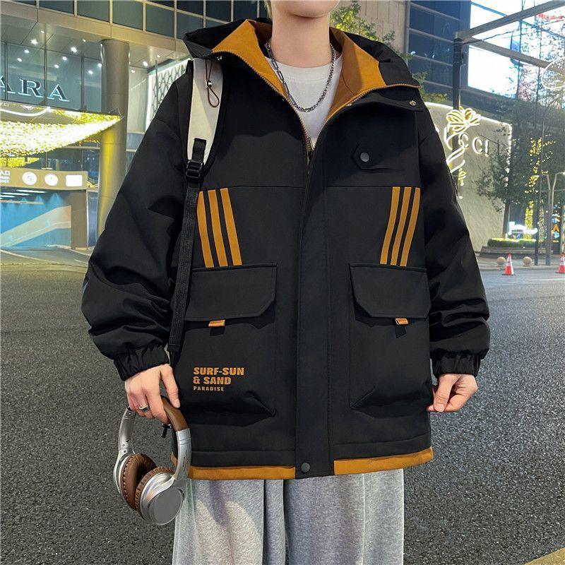 Spring and Autumn Jackets Boys Hong Kong Style Hooded Loose Jackets Teenagers Trendy Handsome Versatile Work Clothes Tops