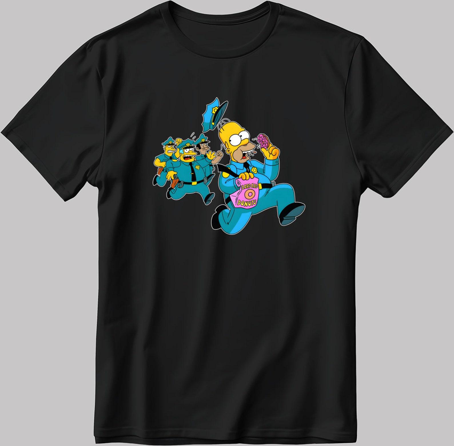 Homer Simpson Donut Short Sleeve White-Black Men s / Women s T-Shirt N219 S