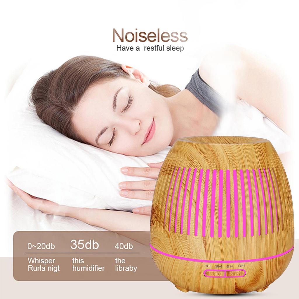 500ml Wood Grain Aromatherapy Diffuser & USB Humidifier - Large Capacity, Retro Design