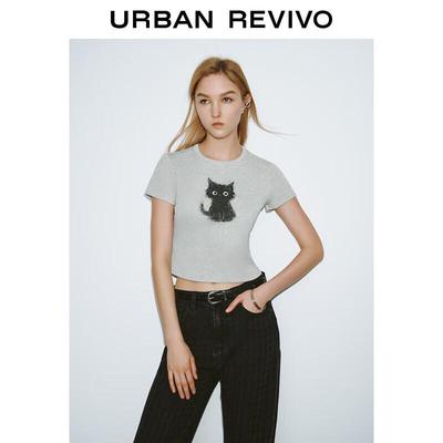 UR 2025 Women's Pet Print Slim Fit T-Shirt