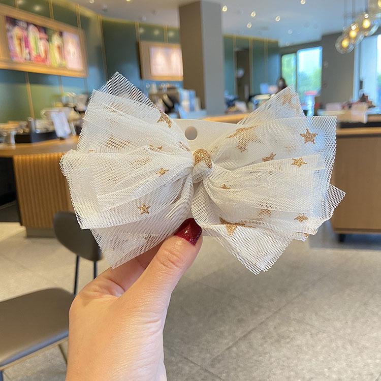 Bunte gepunktete Netzschleife Haarspange für Kinder